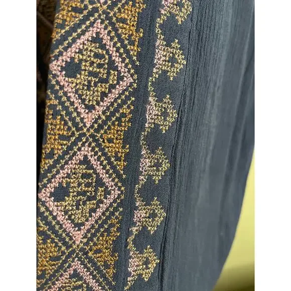 J. Jill Blue Embroidered Kimono Boho Gauze Open Bohemian Viscose, size: One Size - Picture 4 of 11